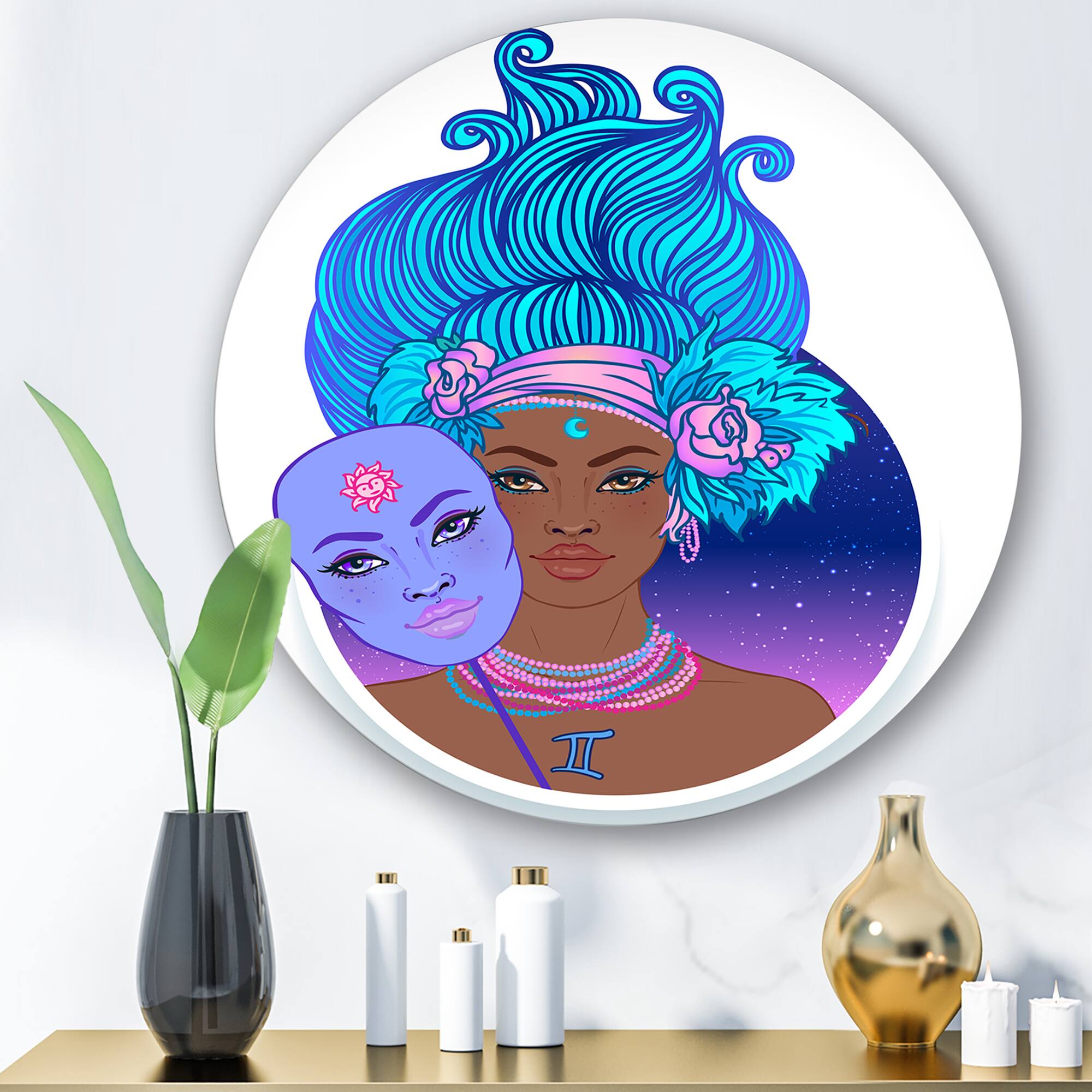 Designart - Portrait of Afro American Woman With Blue Hair II